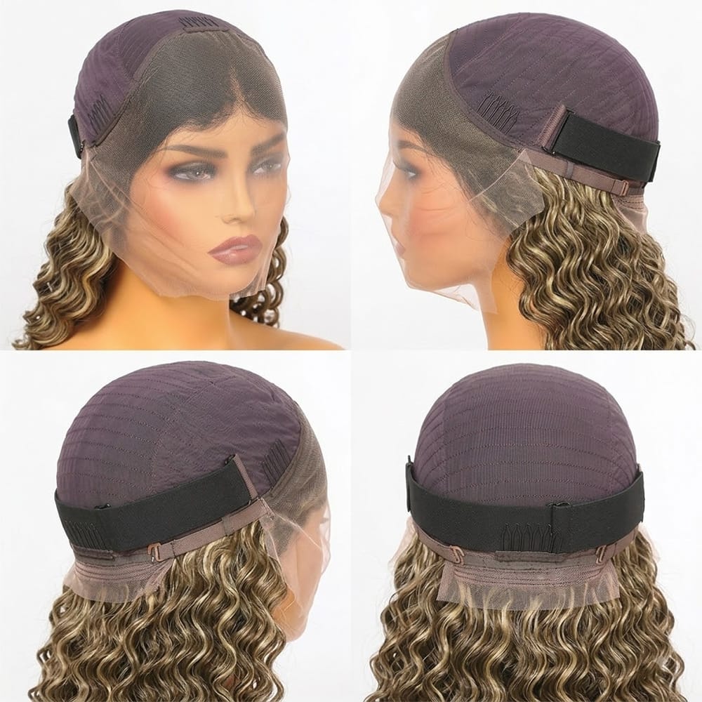 Deep Wave Bob Side Part  HD Lace Front Wig 100% Virgin Human Hair / Piano Highlight Silver Grey LINKTOWIG