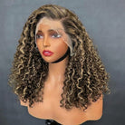 Deep Wave Bob Side Part  HD Lace Front Wig 100% Virgin Human Hair / Piano Highlight Silver Grey LINKTOWIG