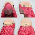 Deep Wave Bob Side Part  HD Lace Front Wig 100% Virgin Human Hair / pink LINKTOWIG