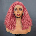 Deep Wave Bob Side Part  HD Lace Front Wig 100% Virgin Human Hair / pink LINKTOWIG