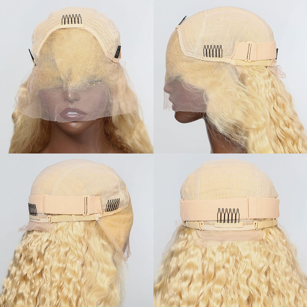 Deep Wave Bob Side Part  HD Lace Front Wig 100% Virgin Human Hair / Platinum Blonde LINKTOWIG