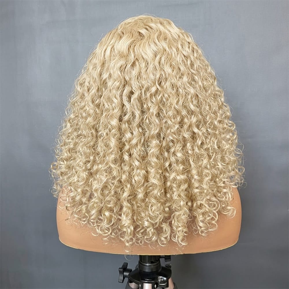 Deep Wave Bob Side Part  HD Lace Front Wig 100% Virgin Human Hair / Platinum Blonde LINKTOWIG