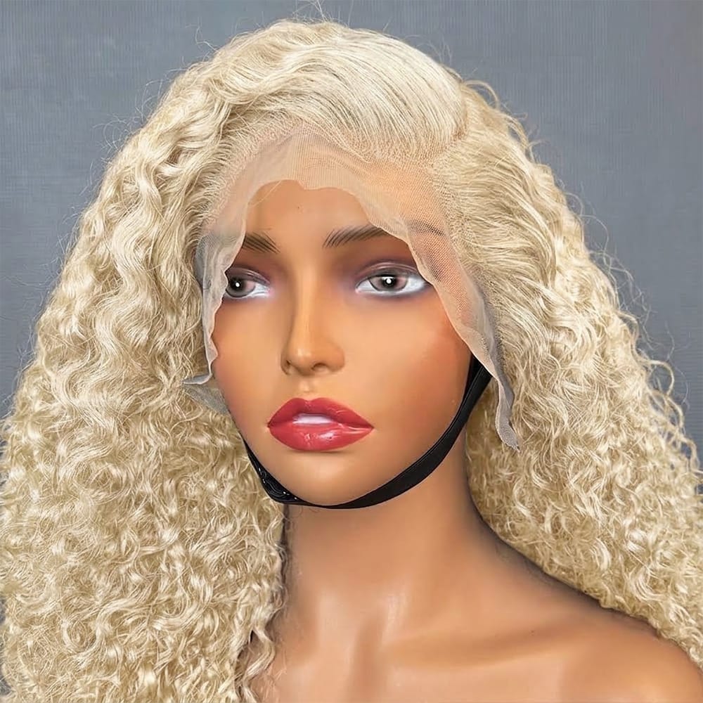 Deep Wave Bob Side Part  HD Lace Front Wig 100% Virgin Human Hair / Platinum Blonde LINKTOWIG