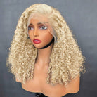 Deep Wave Bob Side Part  HD Lace Front Wig 100% Virgin Human Hair / Platinum Blonde LINKTOWIG