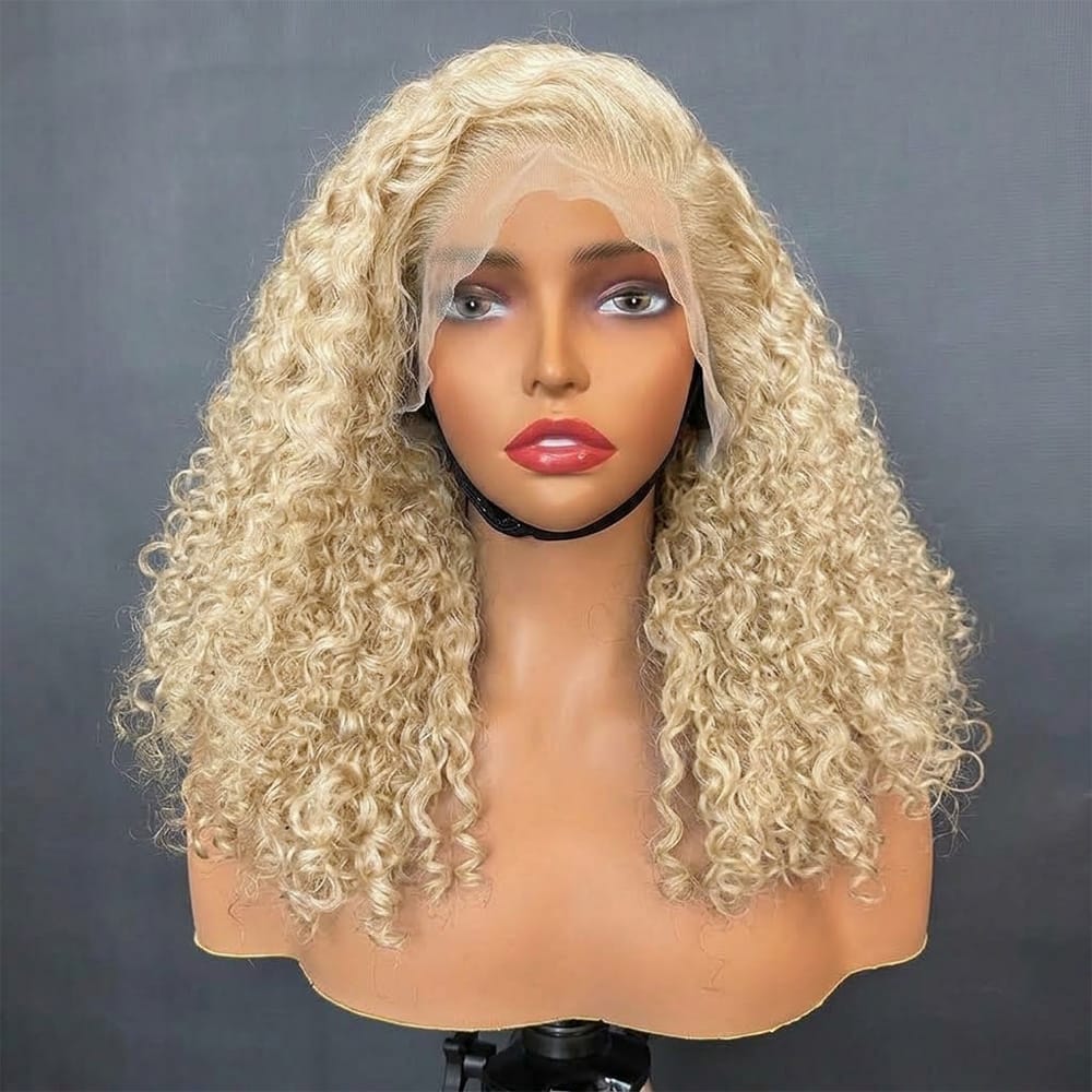 Deep Wave Bob Side Part  HD Lace Front Wig 100% Virgin Human Hair / Platinum Blonde LINKTOWIG