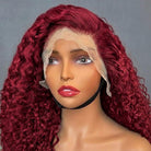 Deep Wave Bob Side Part  HD Lace Front Wig 100% Virgin Human Hair / Ruby Red LINKTOWIG