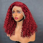 Deep Wave Bob Side Part  HD Lace Front Wig 100% Virgin Human Hair / Ruby Red LINKTOWIG