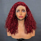 Deep Wave Bob Side Part  HD Lace Front Wig 100% Virgin Human Hair / Ruby Red LINKTOWIG