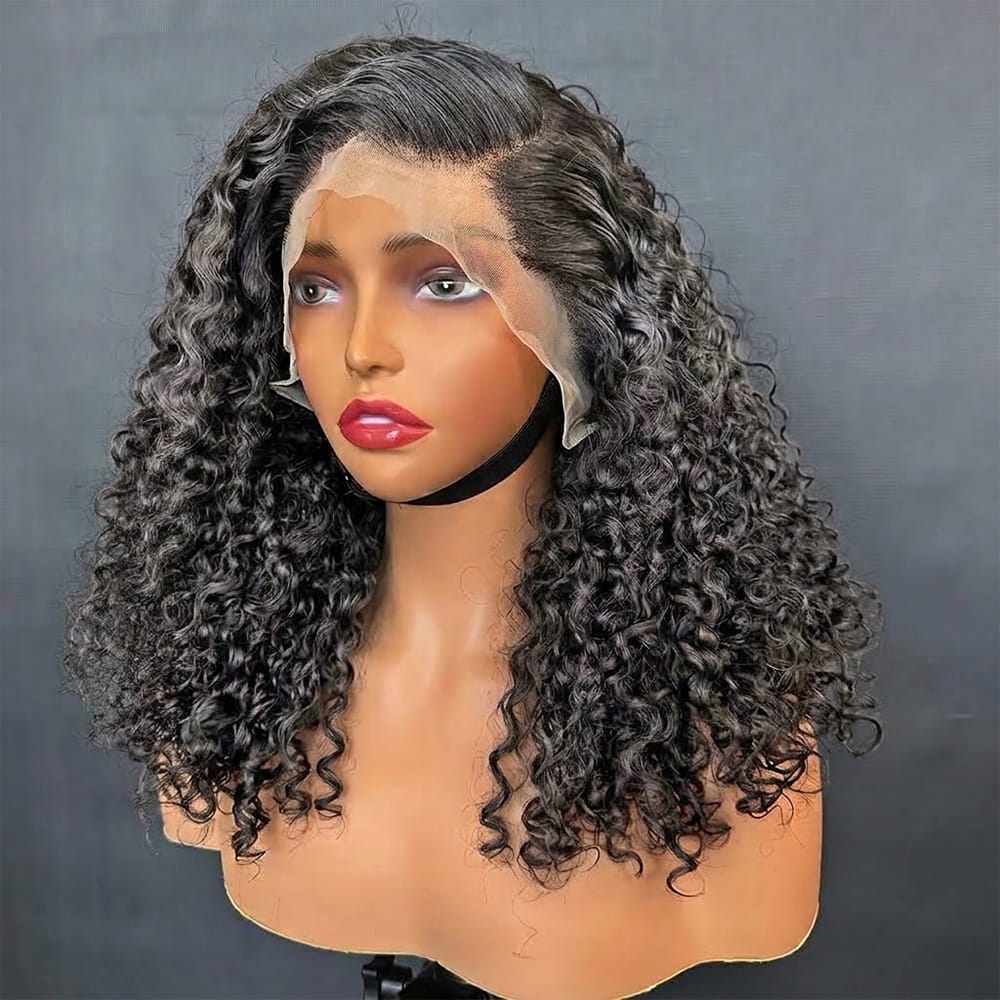 Deep Wave Bob Side Part  HD Lace Front Wig 100% Virgin Human Hair / Silver Grey LINKTOWIG