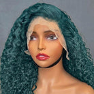 Deep Wave Bob Side Part  HD Lace Front Wig 100% Virgin Human Hair / Teal Green LINKTOWIG