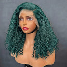 Deep Wave Bob Side Part  HD Lace Front Wig 100% Virgin Human Hair / Teal Green LINKTOWIG