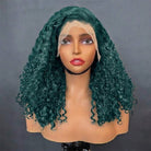 Deep Wave Bob Side Part  HD Lace Front Wig 100% Virgin Human Hair / Teal Green LINKTOWIG