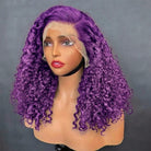 Deep Wave Bob Side Part  HD Lace Front Wig 100% Virgin Human Hair / Violet Purple LINKTOWIG