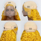 Deep Wave Bob Side Part  HD Lace Front Wig 100% Virgin Human Hair / Yellow LINKTOWIG