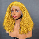 Deep Wave Bob Side Part  HD Lace Front Wig 100% Virgin Human Hair / Yellow LINKTOWIG