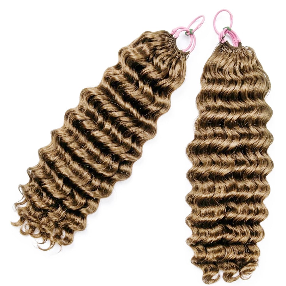 Deep Wave Hair Bundles / Feather Hair Extensions — 100% Virgin Human Hair / Ash Brown LINKTOWIG