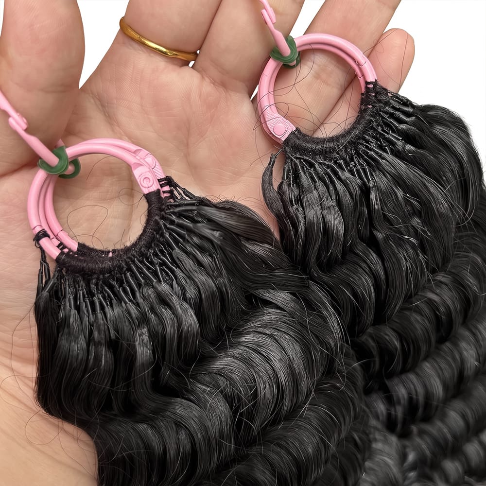 Deep Wave Hair Bundles / Feather Hair Extensions — 100% Virgin Human Hair / Black LINKTOWIG