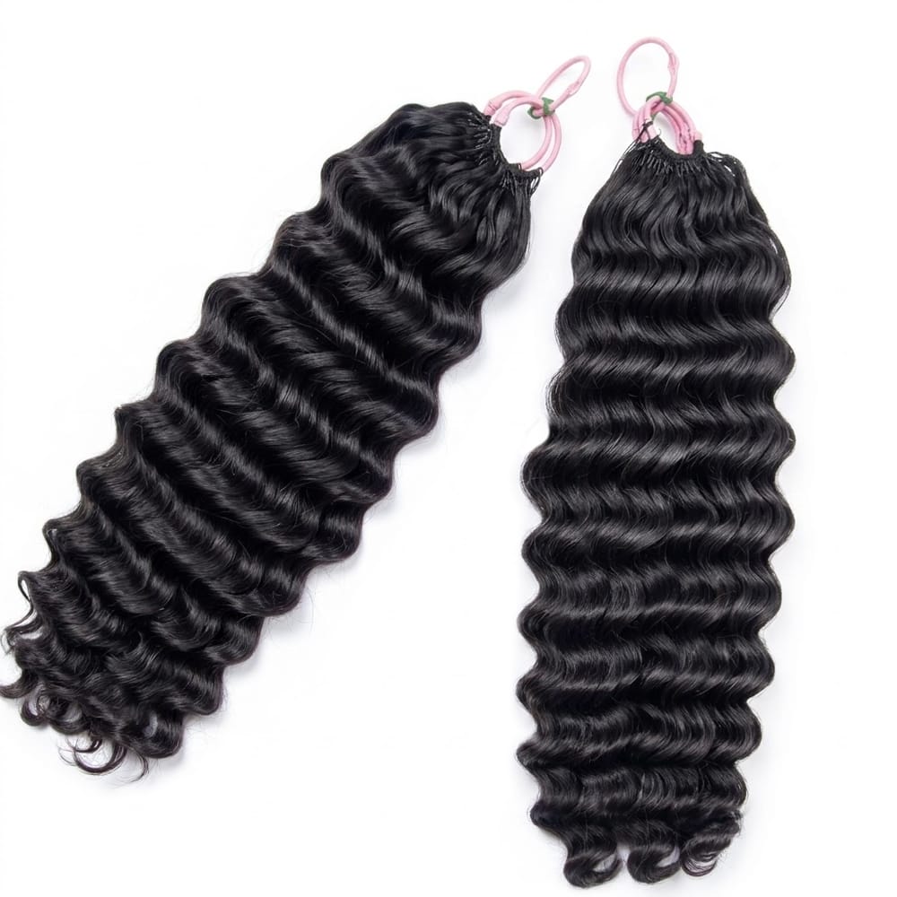 Deep Wave Hair Bundles / Feather Hair Extensions — 100% Virgin Human Hair / Black LINKTOWIG