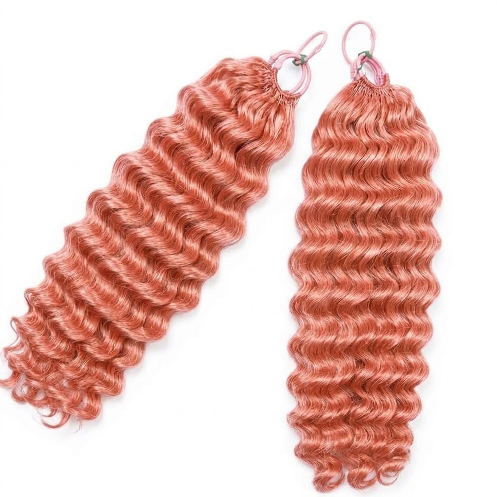 Deep Wave Hair Bundles / Feather Hair Extensions — 100% Virgin Human Hair / Bubblegum Pink LINKTOWIG