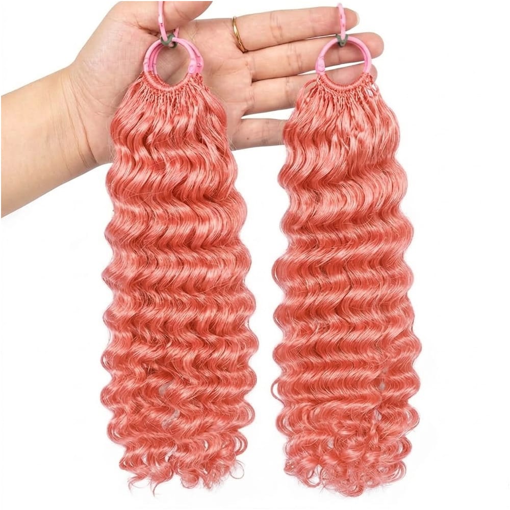 Deep Wave Hair Bundles / Feather Hair Extensions — 100% Virgin Human Hair / Bubblegum Pink LINKTOWIG