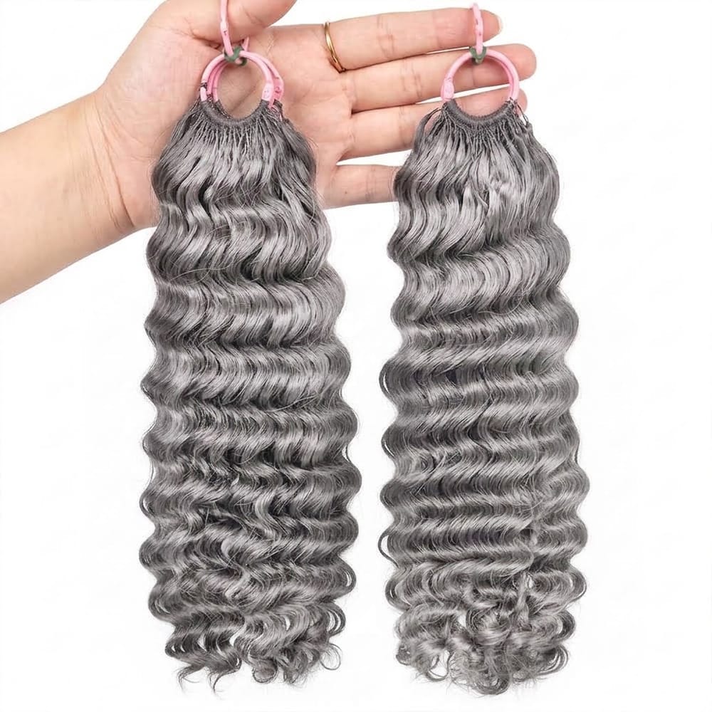 Deep Wave Hair Bundles / Feather Hair Extensions — 100% Virgin Human Hair / Charcoal Grey LINKTOWIG