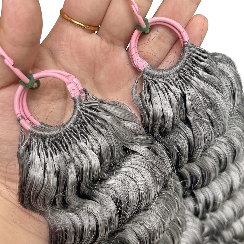 Deep Wave Hair Bundles / Feather Hair Extensions — 100% Virgin Human Hair / Charcoal Grey LINKTOWIG