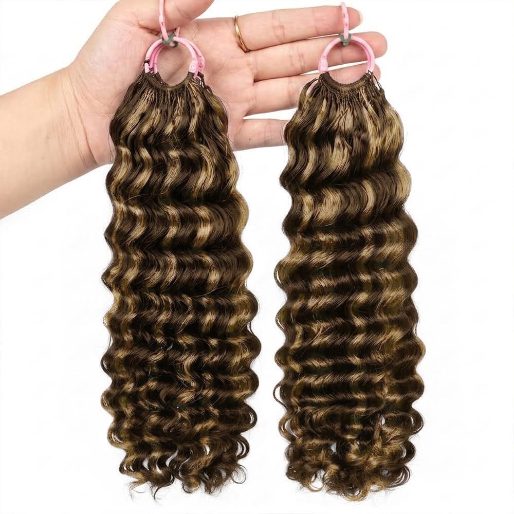Deep Wave Hair Bundles / Feather Hair Extensions — 100% Virgin Human Hair / Chocolate Brown LINKTOWIG