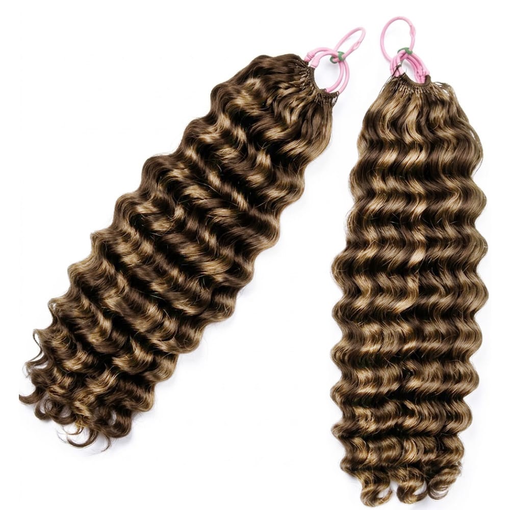 Deep Wave Hair Bundles / Feather Hair Extensions — 100% Virgin Human Hair / Chocolate Brown LINKTOWIG