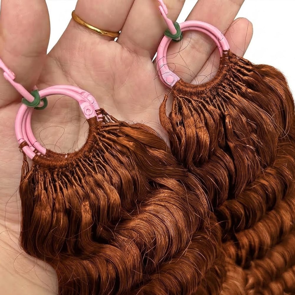 Deep Wave Hair Bundles / Feather Hair Extensions — 100% Virgin Human Hair / Copper Orange LINKTOWIG