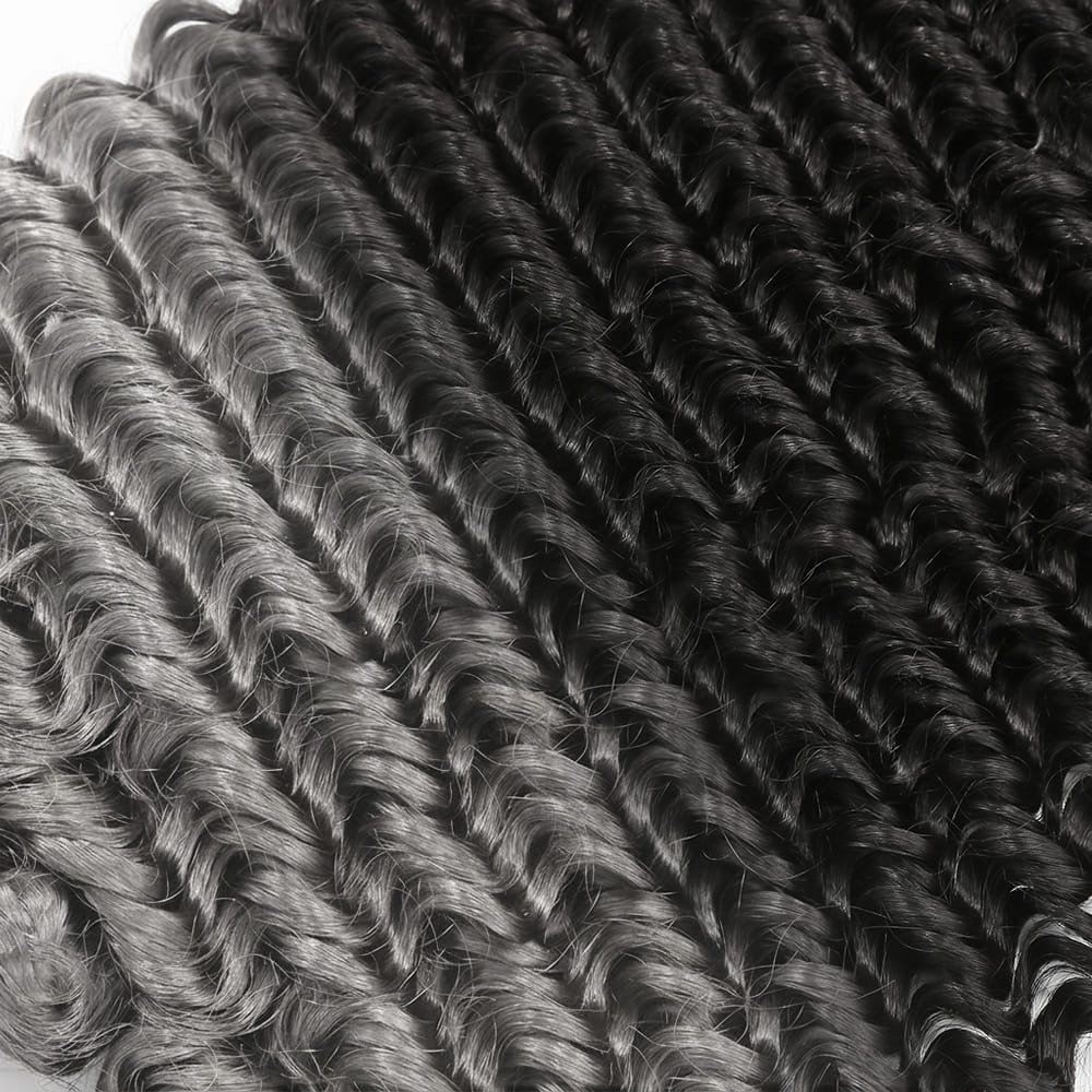 Deep Wave Hair Bundles / Feather Hair Extensions — 100% Virgin Human Hair / Dark Roots LINKTOWIG
