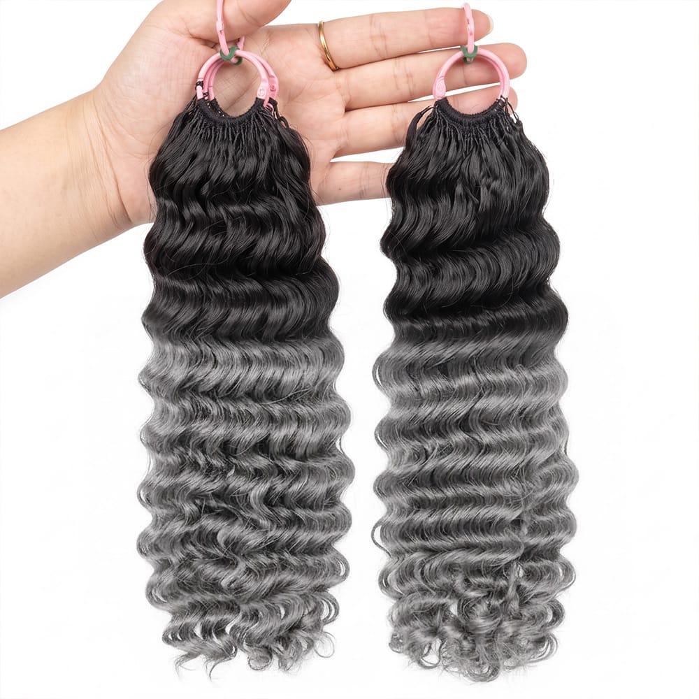 Deep Wave Hair Bundles / Feather Hair Extensions — 100% Virgin Human Hair / Dark Roots LINKTOWIG