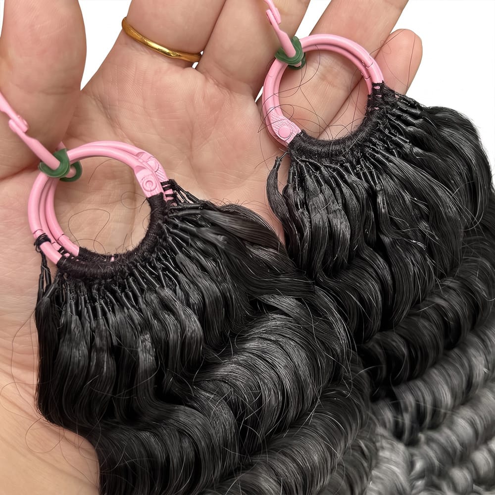 Deep Wave Hair Bundles / Feather Hair Extensions — 100% Virgin Human Hair / Dark Roots LINKTOWIG