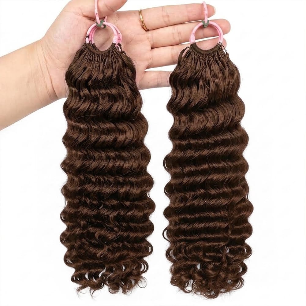 Deep Wave Hair Bundles / Feather Hair Extensions — 100% Virgin Human Hair / Espresso Brown LINKTOWIG