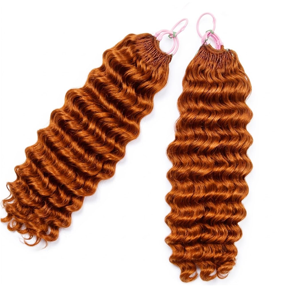 Deep Wave Hair Bundles / Feather Hair Extensions — 100% Virgin Human Hair / Ginger Orange LINKTOWIG