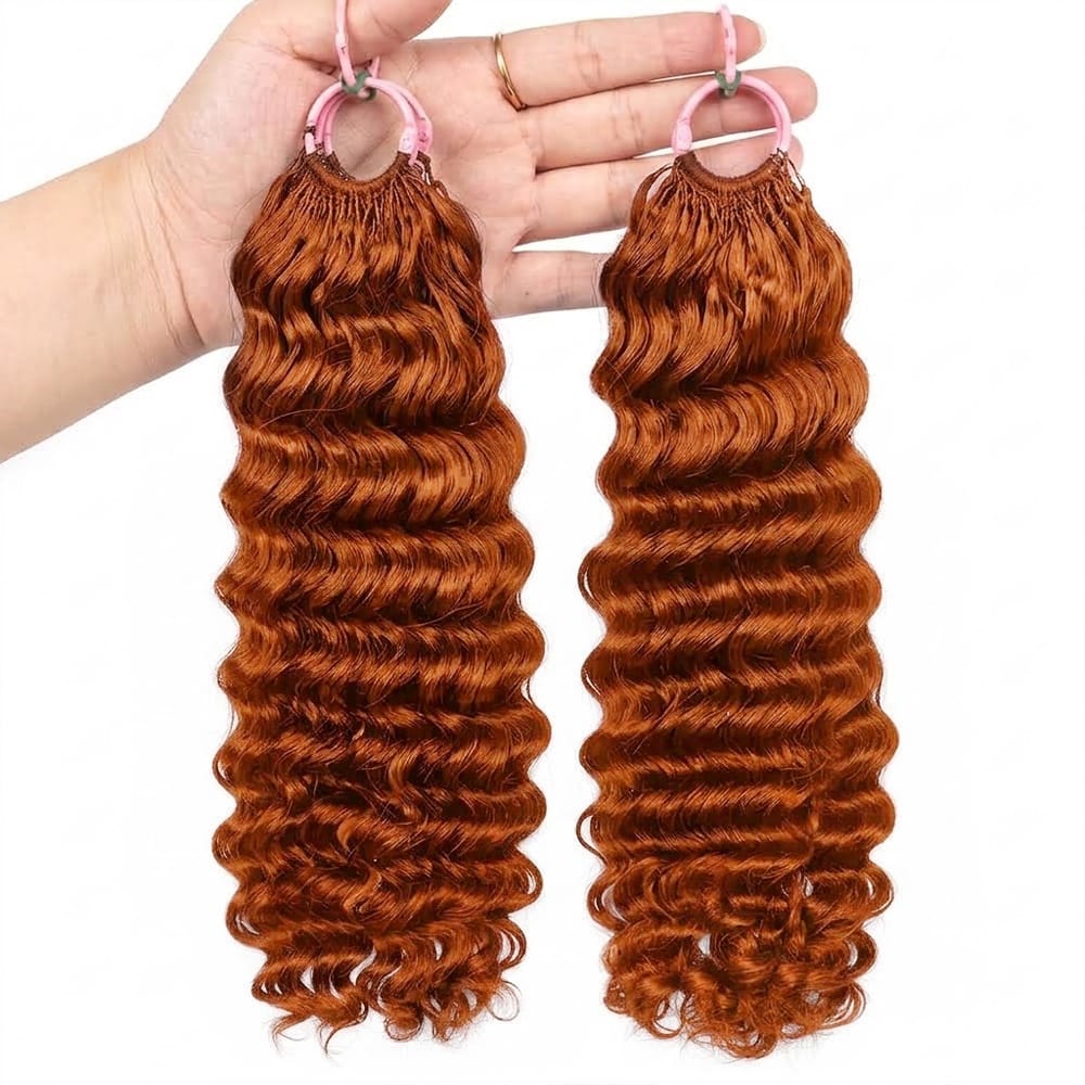 Deep Wave Hair Bundles / Feather Hair Extensions — 100% Virgin Human Hair / Ginger Orange LINKTOWIG