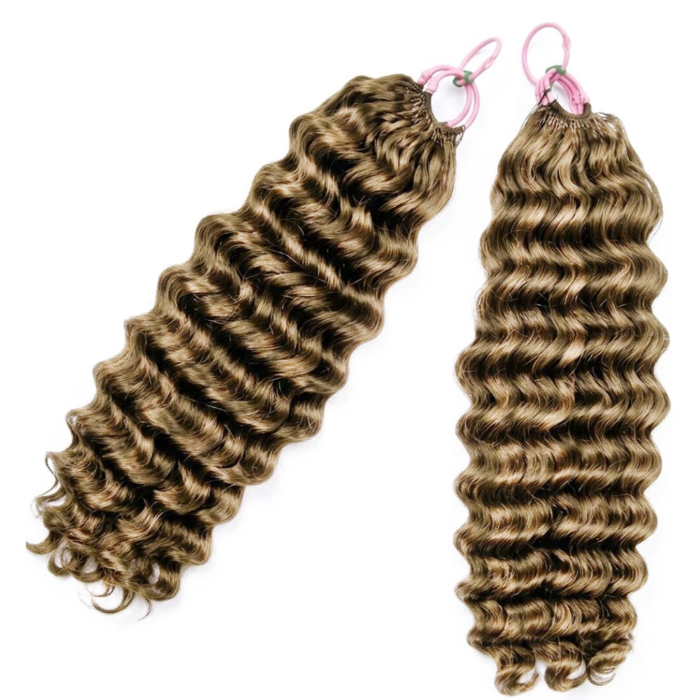 Deep Wave Hair Bundles / Feather Hair Extensions — 100% Virgin Human Hair / Honey Brown LINKTOWIG