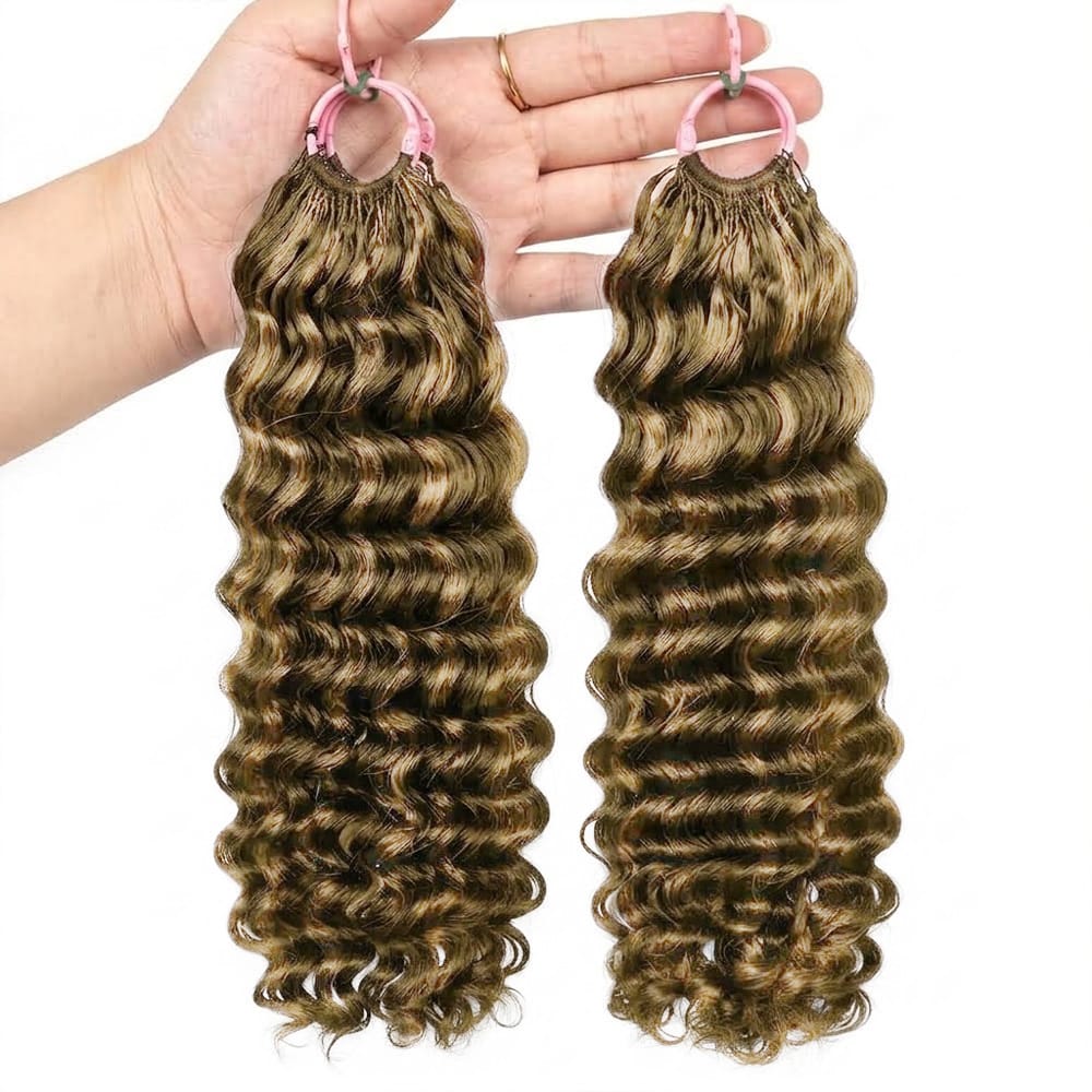 Deep Wave Hair Bundles / Feather Hair Extensions — 100% Virgin Human Hair / Honey Brown LINKTOWIG