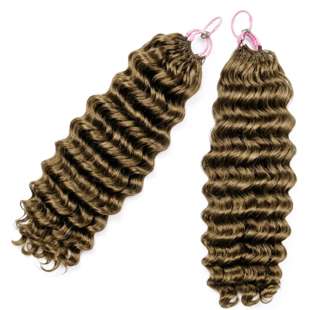 Deep Wave Hair Bundles / Feather Hair Extensions — 100% Virgin Human Hair / Medium Chestnut Brown LINKTOWIG