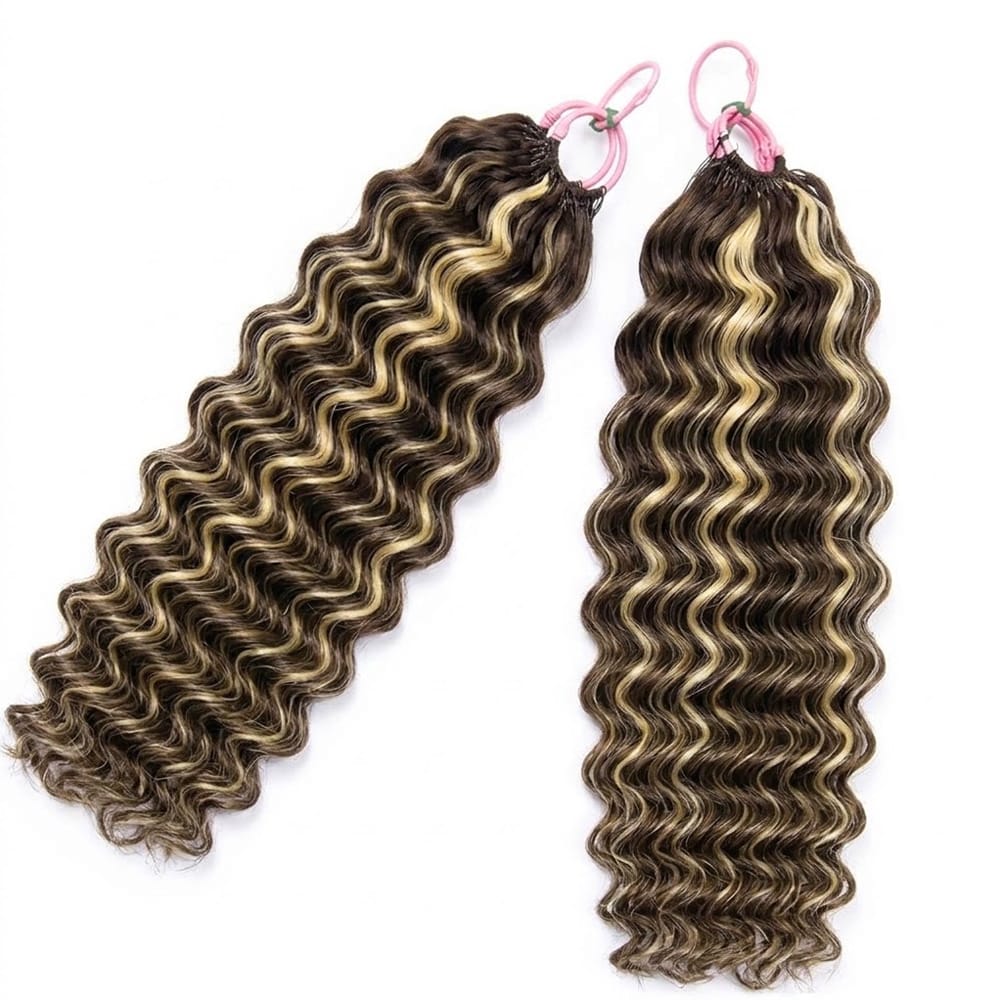 Deep Wave Hair Bundles / Feather Hair Extensions — 100% Virgin Human Hair / Piano Highlight Silver Grey LINKTOWIG