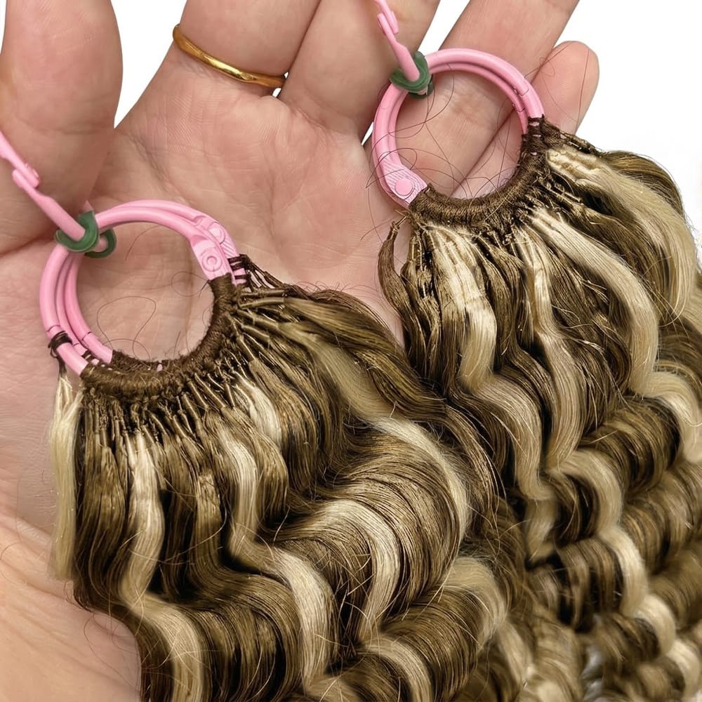 Deep Wave Hair Bundles / Feather Hair Extensions — 100% Virgin Human Hair / Piano Highlight Silver Grey LINKTOWIG