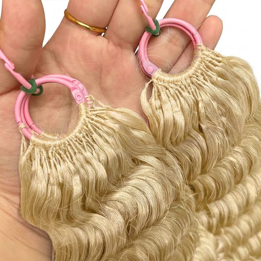 Deep Wave Hair Bundles / Feather Hair Extensions — 100% Virgin Human Hair / Platinum Blonde LINKTOWIG