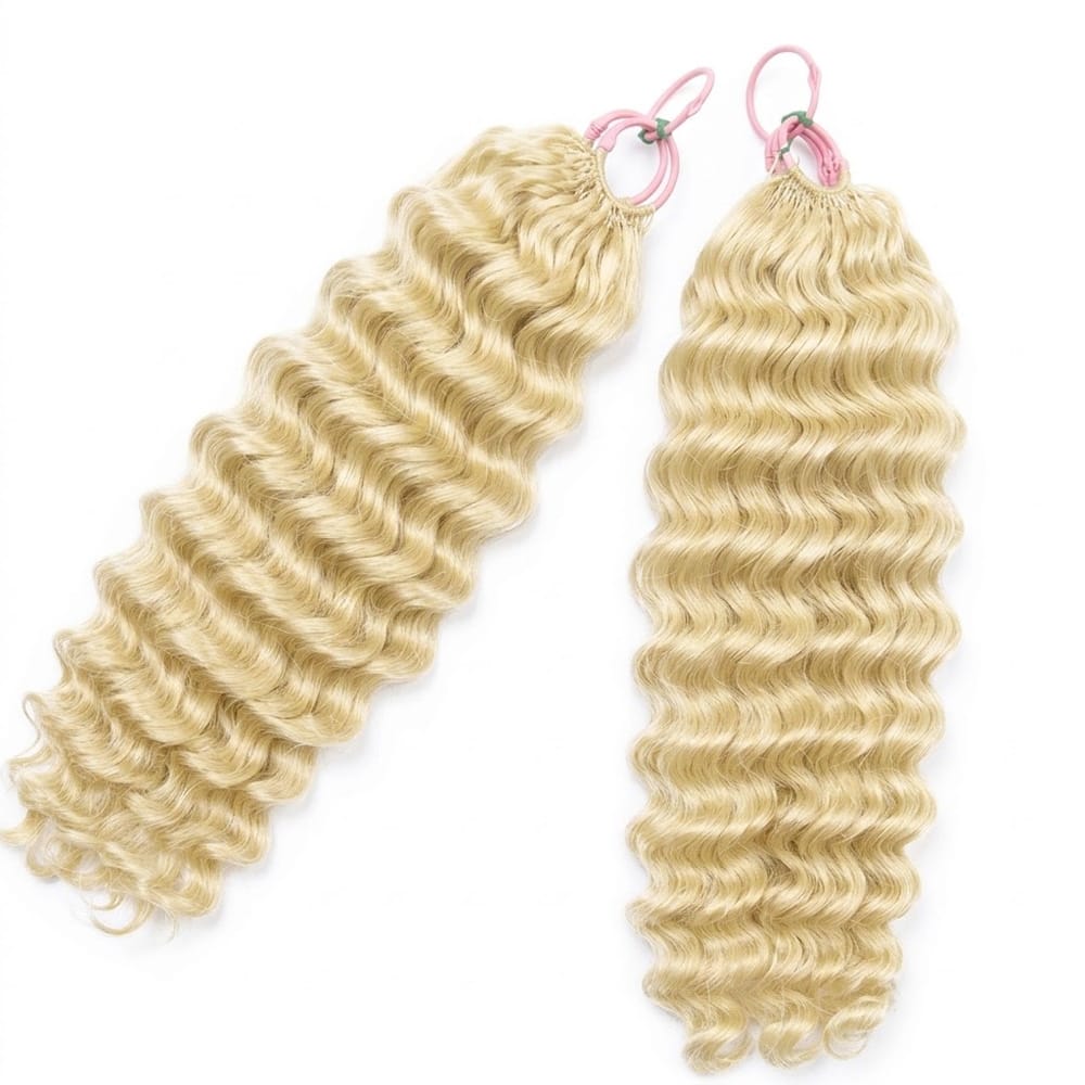 Deep Wave Hair Bundles / Feather Hair Extensions — 100% Virgin Human Hair / Platinum Blonde LINKTOWIG