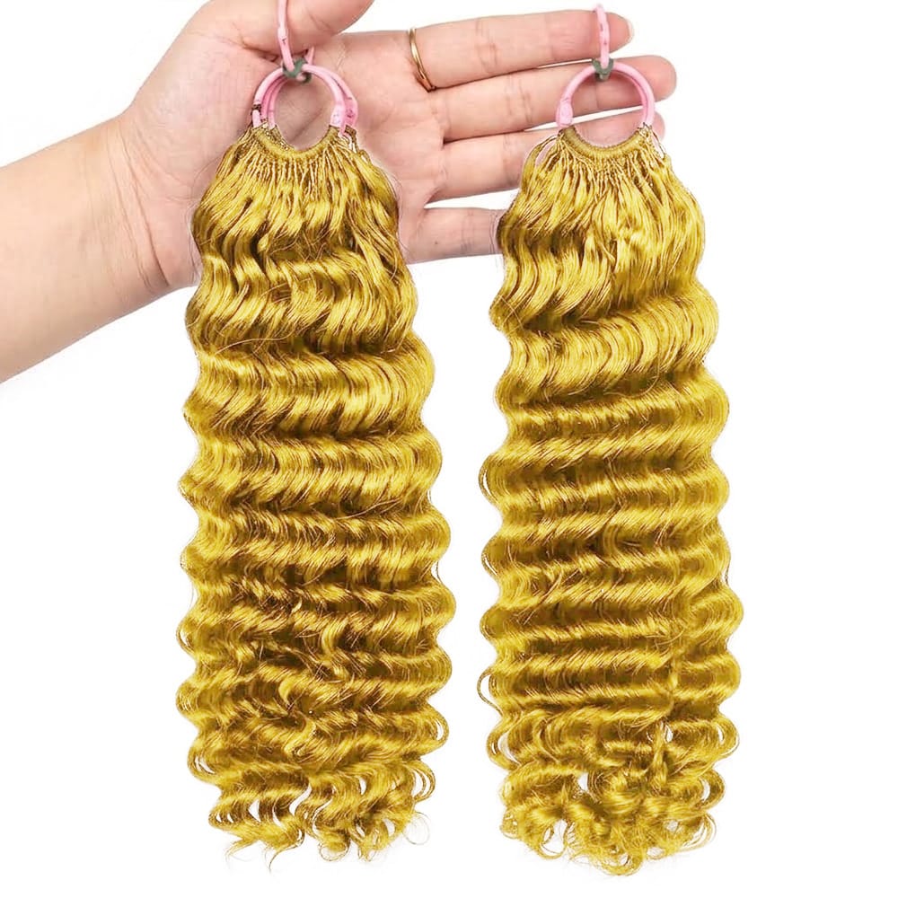 Deep Wave Hair Bundles / Feather Hair Extensions — 100% Virgin Human Hair / Yellow LINKTOWIG