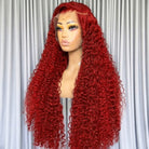 Deep Wave HD Lace Super Natural Lace Frontal Human Hair Ruby Red LINKTOWIG