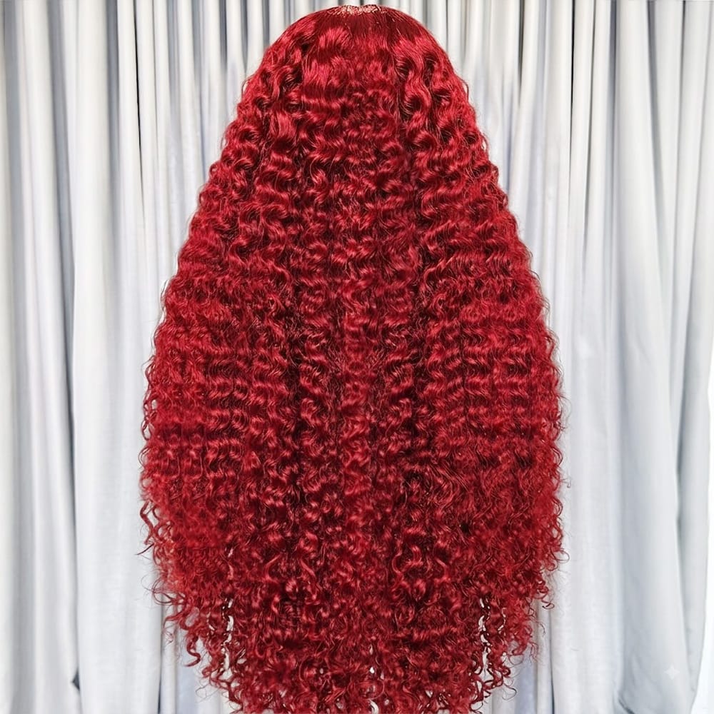Deep Wave HD Lace Super Natural Lace Frontal Human Hair Ruby Red LINKTOWIG