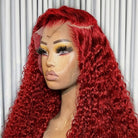 Deep Wave HD Lace Super Natural Lace Frontal Human Hair Ruby Red LINKTOWIG
