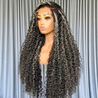 Deep Wave HD Lace Super Natural Lace Frontal Human Hair Wigs Black and grey blended highlights LINKTOWIG