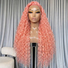 Deep Wave HD Lace Super Natural Lace Frontal Human Hair Wigs Bubblegum Pink LINKTOWIG