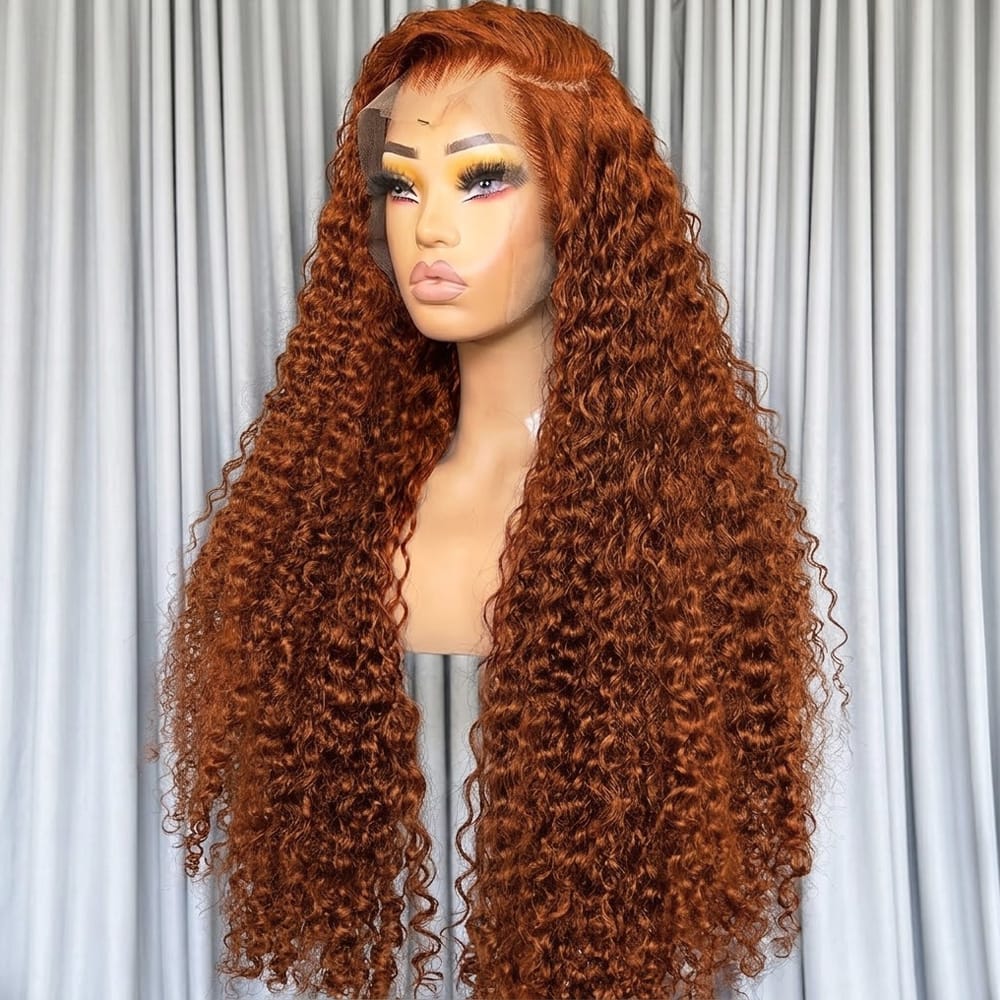 Deep Wave HD Lace Super Natural Lace Frontal Human Hair Wigs Burgundy LINKTOWIG