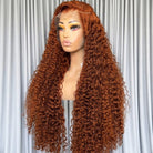 Deep Wave HD Lace Super Natural Lace Frontal Human Hair Wigs Burgundy LINKTOWIG